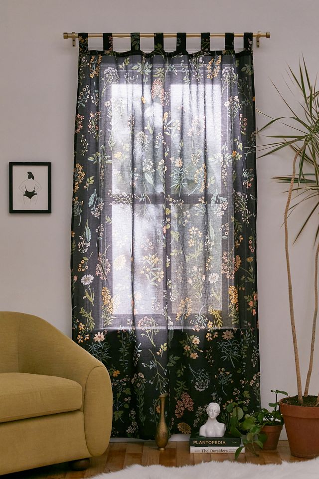 Black Myla Floral Curtain #1