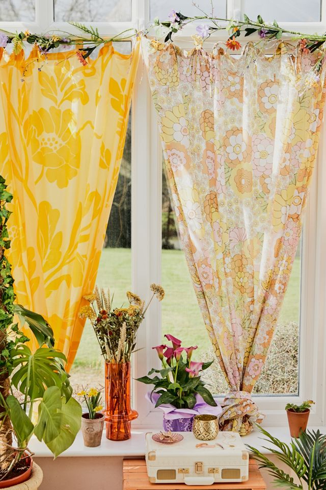 Remi Pastel Yellow Floral Curtain