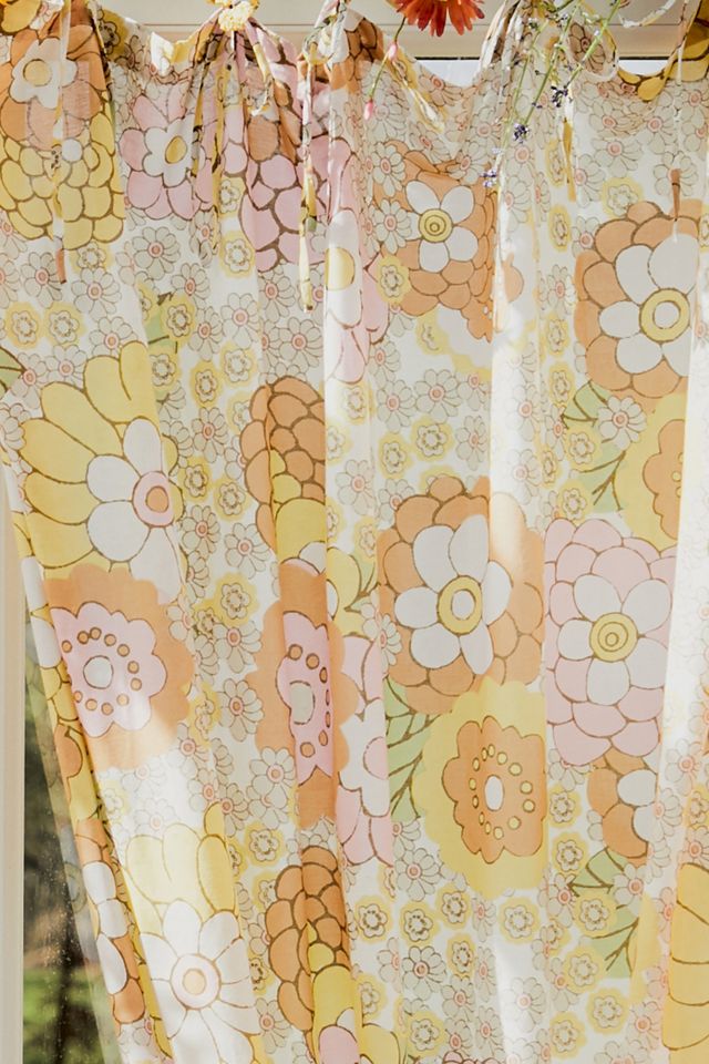 Remi Pastel Yellow Floral Curtain #3
