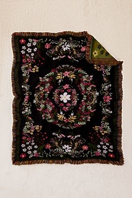 Jeté d'Art Floral Foncé