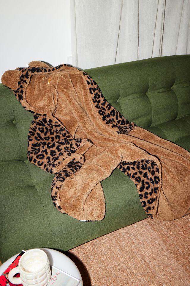 Animal Ears Leopard Fleece Throw Blanket #2