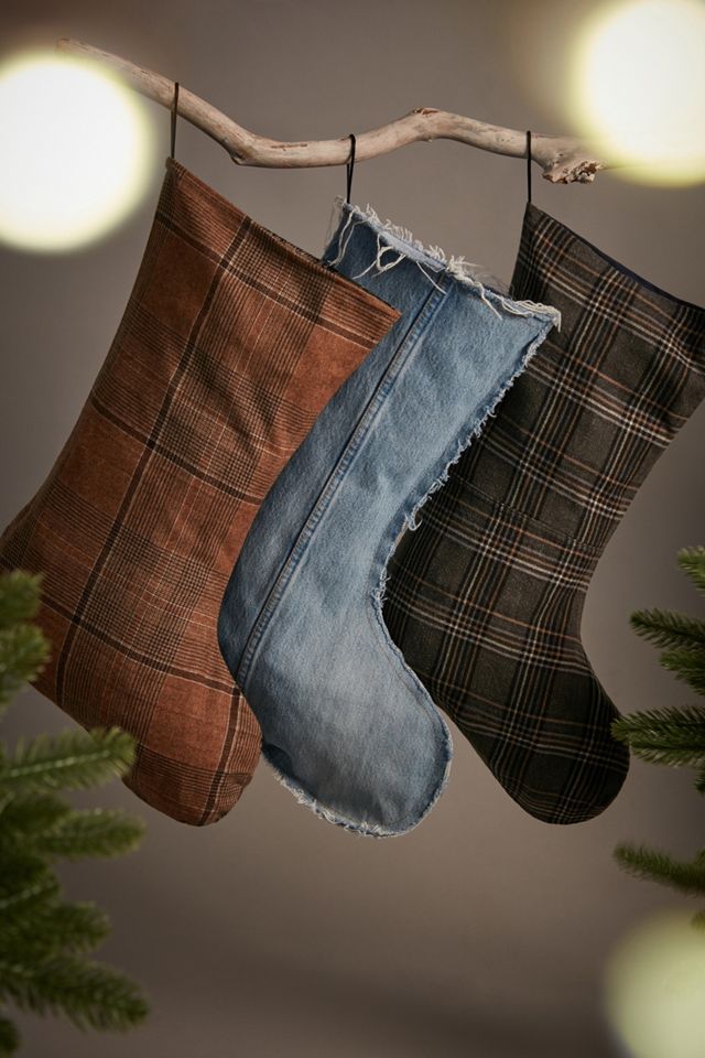 Bas de Noël réinventé style vintage en jean #1