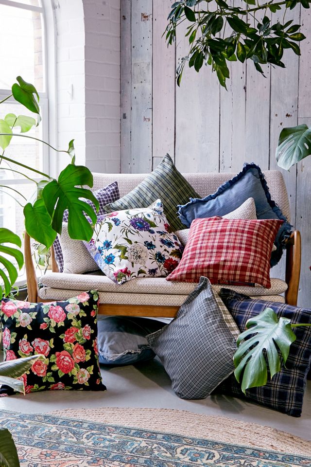 Urban Renewal Remade Vintage Blue Check Throw Cushion #1