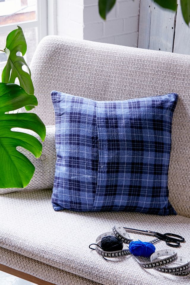 Urban Renewal Remade Vintage Blue Check Throw Cushion #3