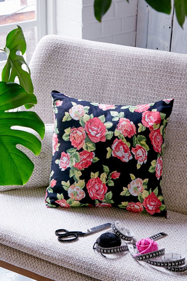 Vintage Dark Floral Cushion Urban Outfitters UK