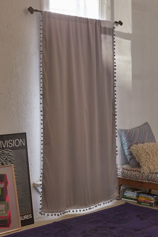 Blackout Pompom Grey Curtain #1