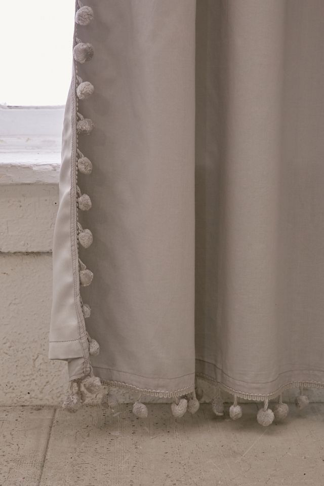 Blackout Pompom Grey Curtain #2