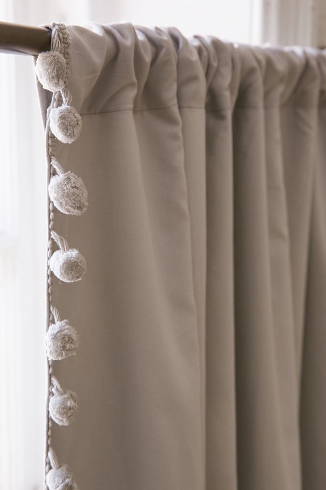Blackout Pompom Grey Curtain #3