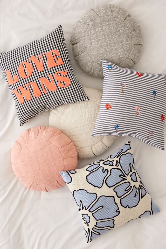 Embroidered Bouquet Stripe Pillow #1