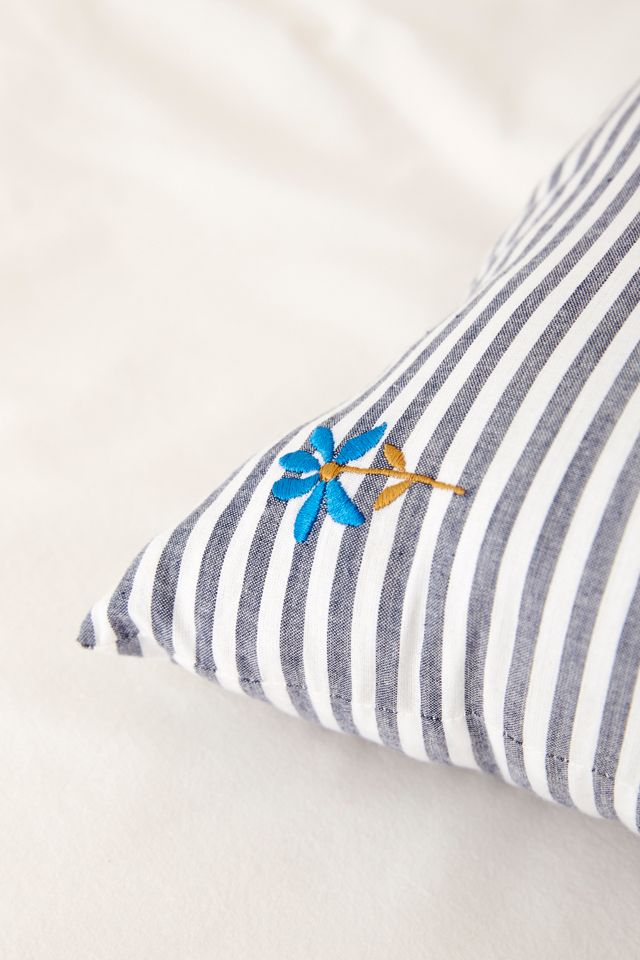 Embroidered Bouquet Stripe Pillow #3