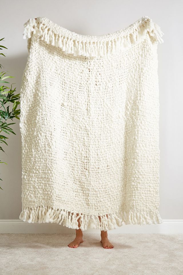 Isla Chunky Ecru Throw Blanket #1