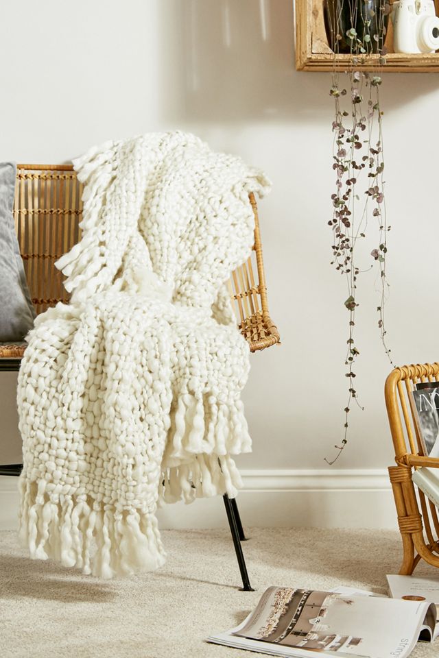 Isla Chunky Ecru Throw Blanket #2