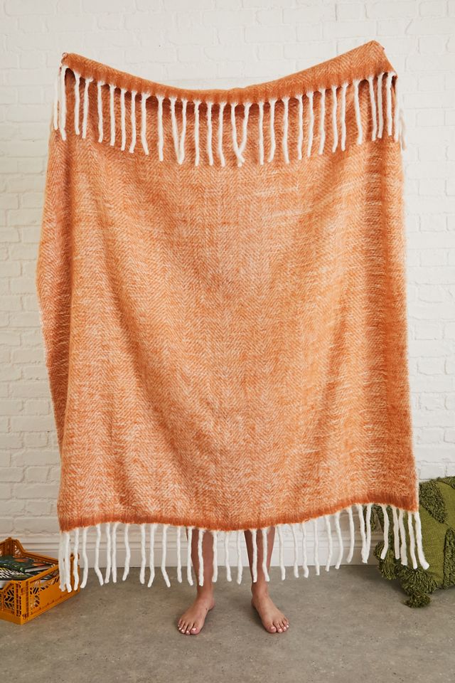 Orange Cosy Throw Blanket Urban Outfitters UK