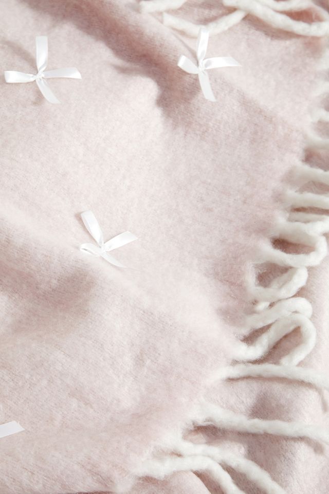 Satin Bow Embellished Pink Cosy Blanket #3