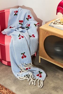 Plaid douillet bleu cerise