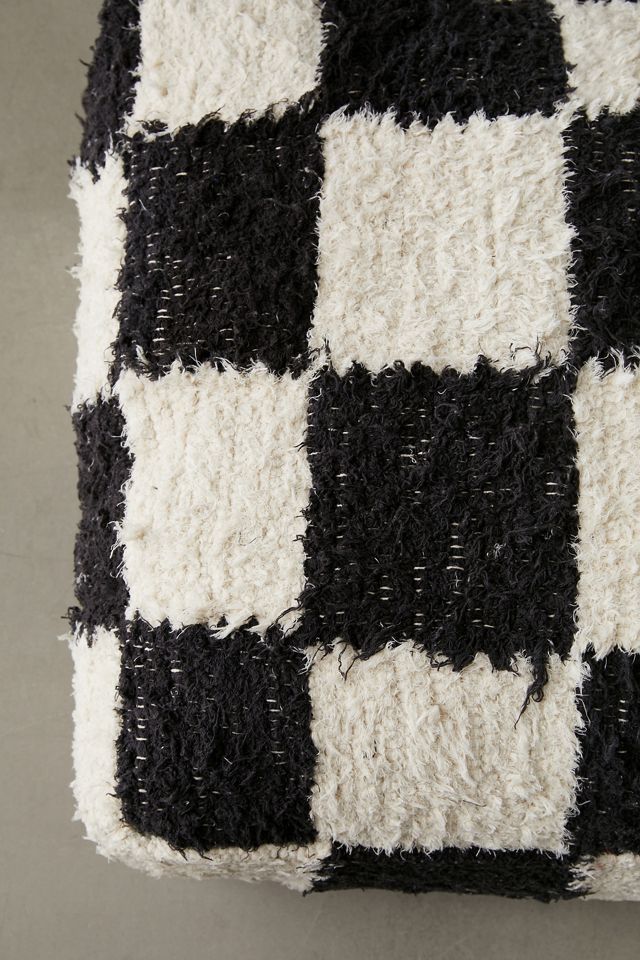 Checkerboard Shaggy Floor Cushion #2