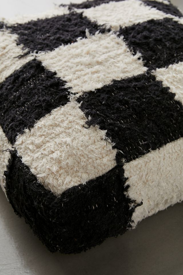 Checkerboard Shaggy Floor Cushion #3