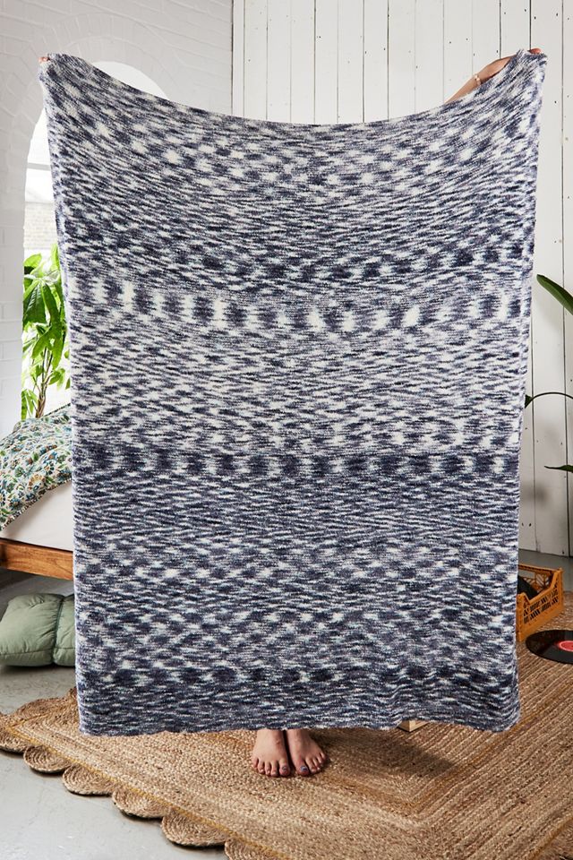 Coperta in Maglia Blu Melange #1