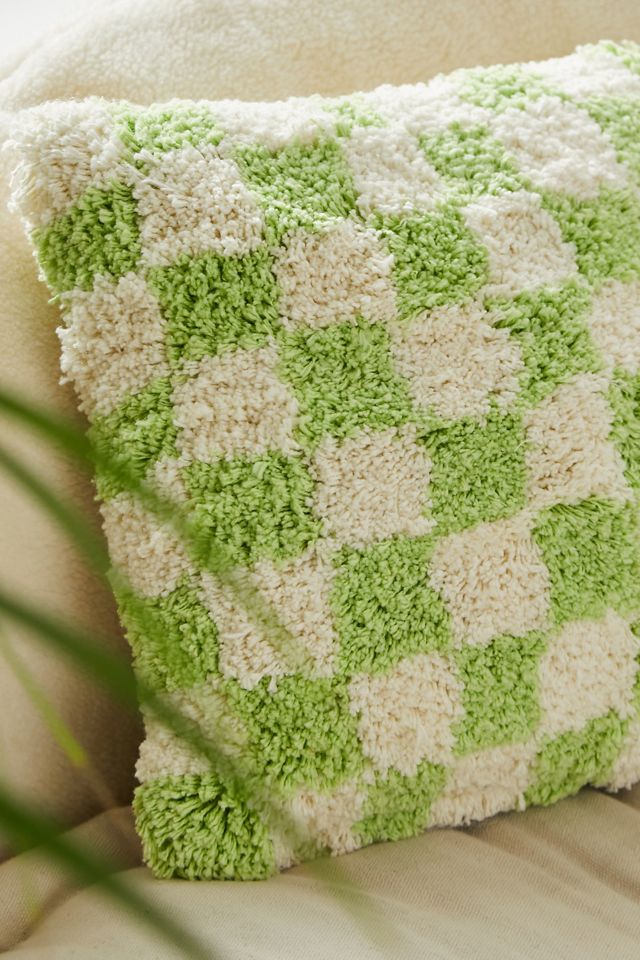 Mini Lime Checkerboard Tufted Cushion #1