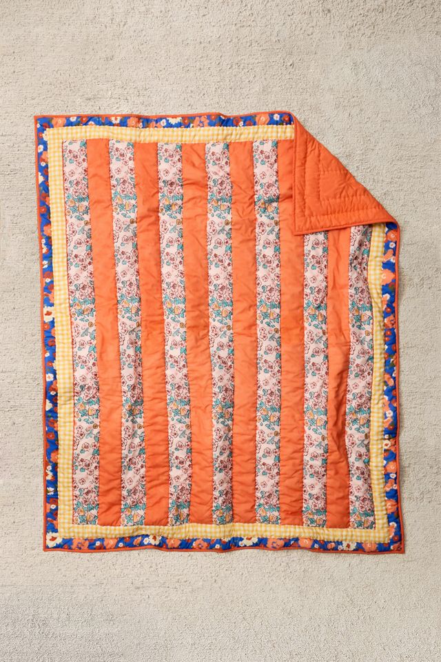 Orange Stripe Quilted Throw #1