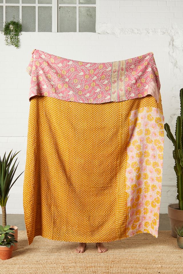 Edredón Kantha Indio Hecho A Mano, Manta Kantha, Tiro, Kantha, Ropa De