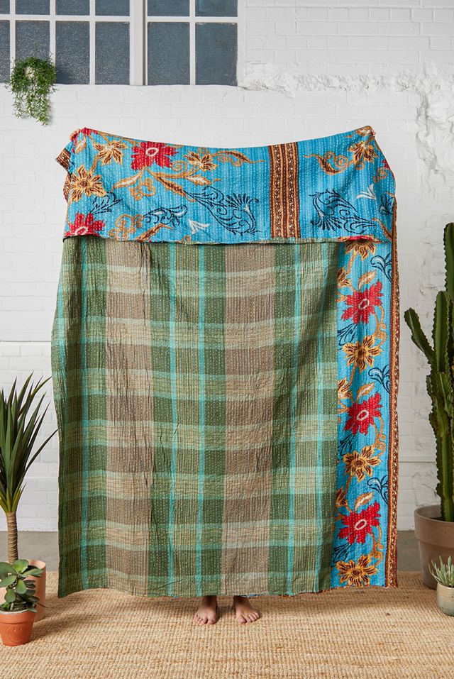 Trapunta Kantha reversibile vintage per il rinnovamento urbano unica nel suo genere #1
