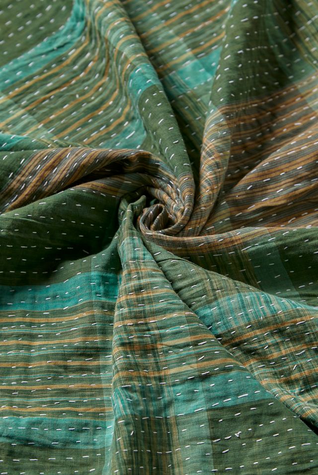 Trapunta Kantha reversibile vintage per il rinnovamento urbano unica nel suo genere #2