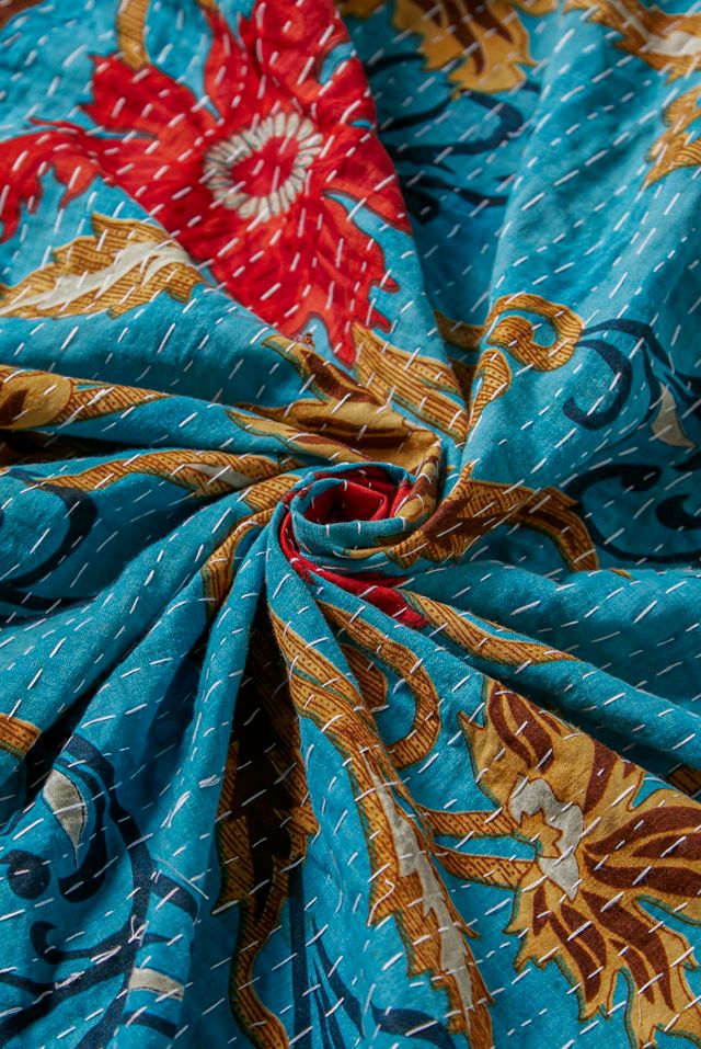 Trapunta Kantha reversibile vintage per il rinnovamento urbano unica nel suo genere #3
