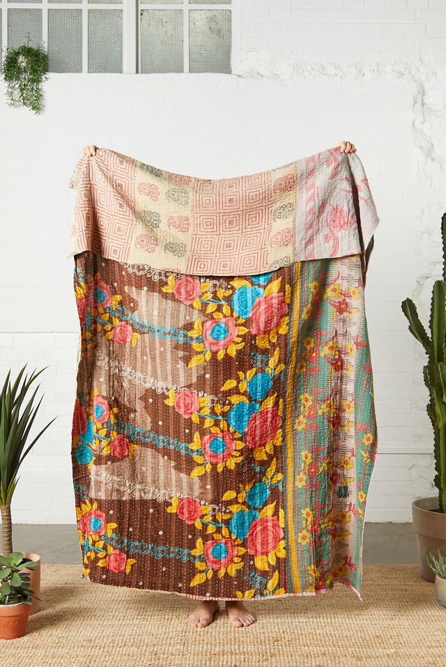 Trapunta Kantha reversibile vintage per il rinnovamento urbano unica nel suo genere #1