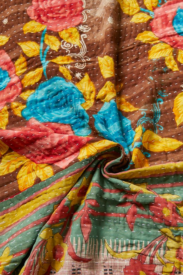 Trapunta Kantha reversibile vintage per il rinnovamento urbano unica nel suo genere #3