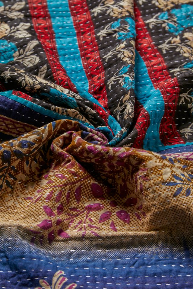 Renovación urbana edredón Kantha vintage reversible único en su tipo #2