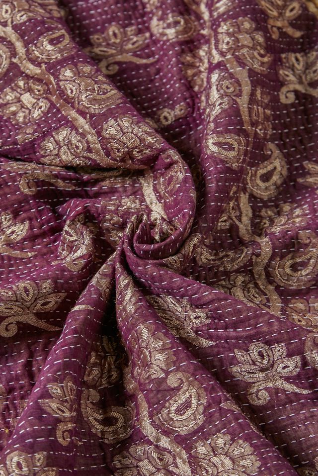 Renovación urbana edredón Kantha vintage reversible único en su tipo #3