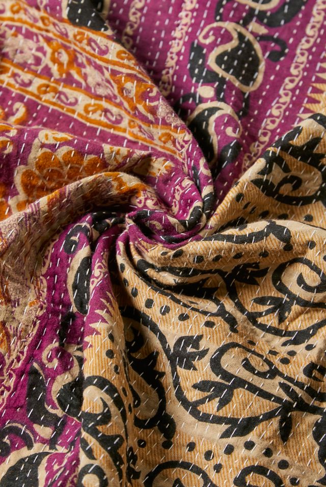 Trapunta Kantha reversibile vintage per il rinnovamento urbano unica nel suo genere #2