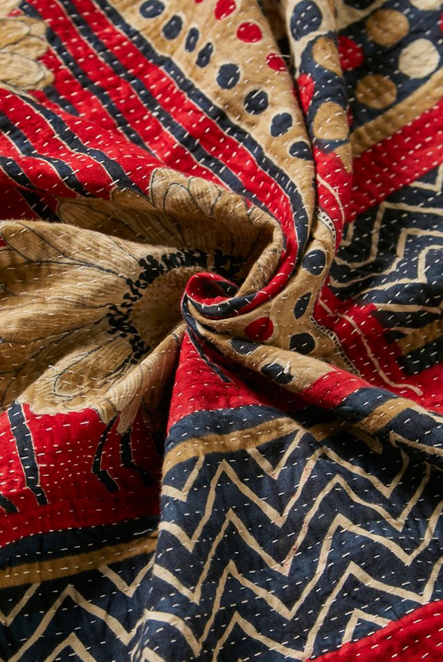 Trapunta Kantha reversibile vintage per il rinnovamento urbano unica nel suo genere #3