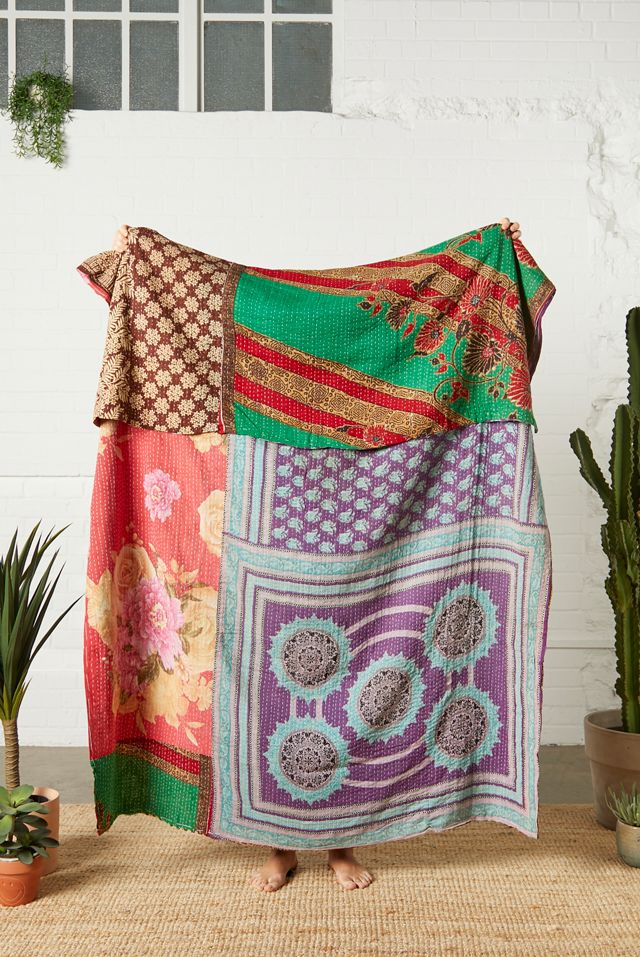 Trapunta Kantha reversibile vintage per il rinnovamento urbano unica nel suo genere #1