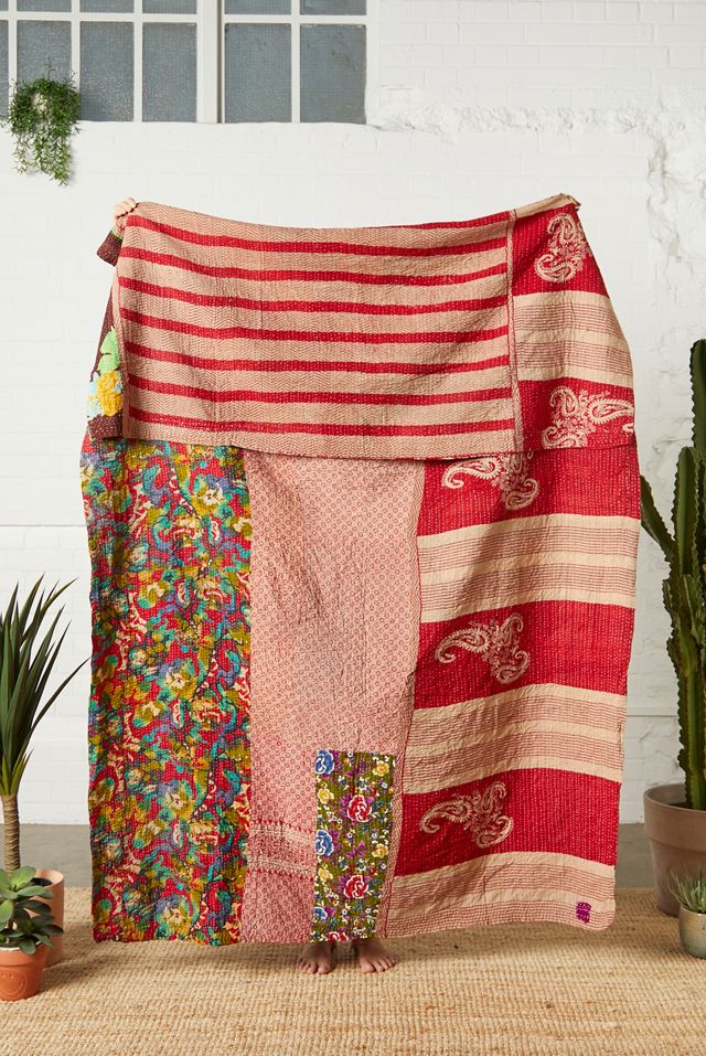 Trapunta Kantha reversibile vintage per il rinnovamento urbano unica nel suo genere #1