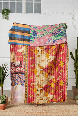 Edredón Kantha Indio Hecho A Mano, Manta Kantha, Tiro, Kantha, Ropa De