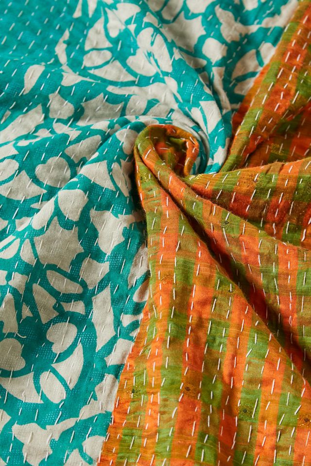 Urban Renewal One-Of-A-Kind Vintage Reversible Kantha Quilt #3