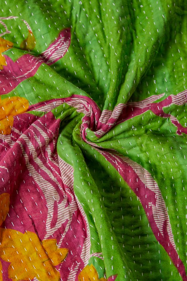 Urban Renewal One-Of-A-Kind Vintage Reversible Kantha Quilt #2
