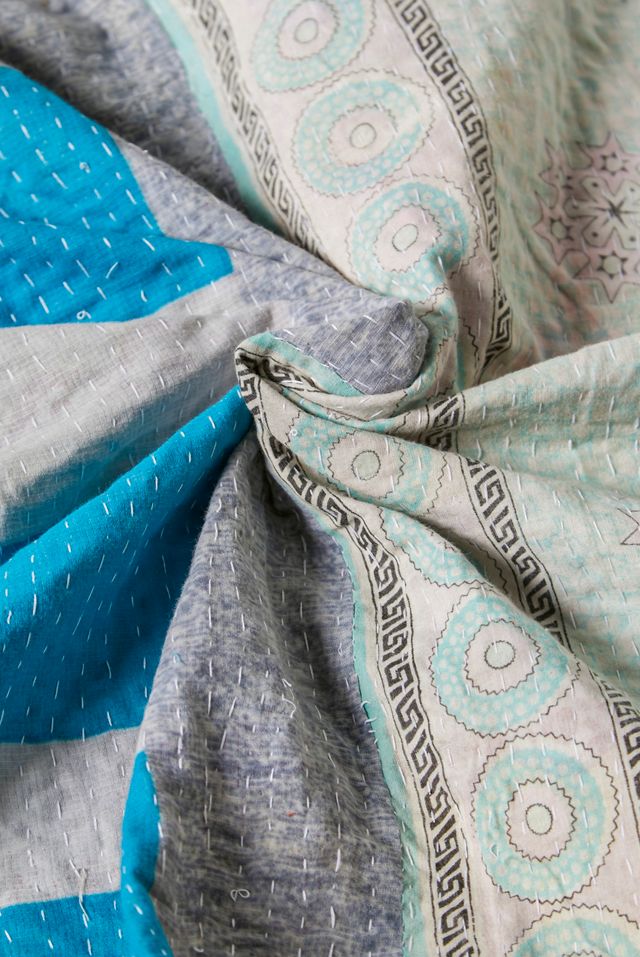 Urban Renewal One-Of-A-Kind Vintage Reversible Kantha Quilt #3