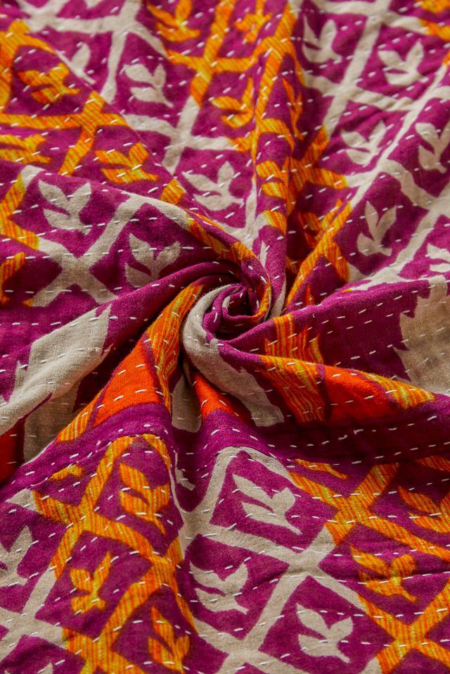 Urban Renewal One-Of-A-Kind Vintage Reversible Kantha Quilt #2