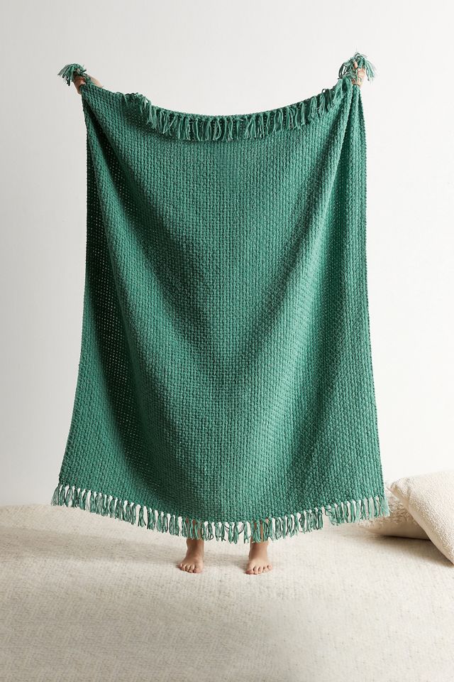 Green Chenille Knit Blanket Urban Outfitters UK