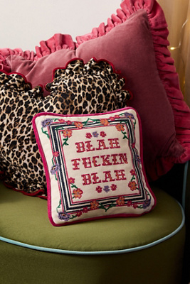 Blah Blah Cross-Stitch Cushion Product Page