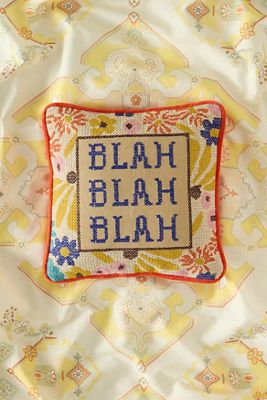 Blah Blah Blah Kreuzstich-Kissen