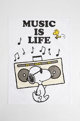 Snoopy Music Is Life Tea Towel