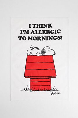 Snoopy I Think I'm Allergic To Mornings Tea Towel