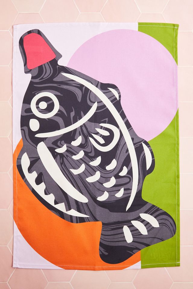 Printed Weird Soy Sauce Fish Tea Towel | Urban Outfitters UK