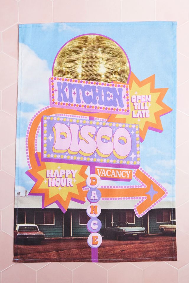 Printed Weird Kitchen Disco Tea Towel | Urban Outfitters UK