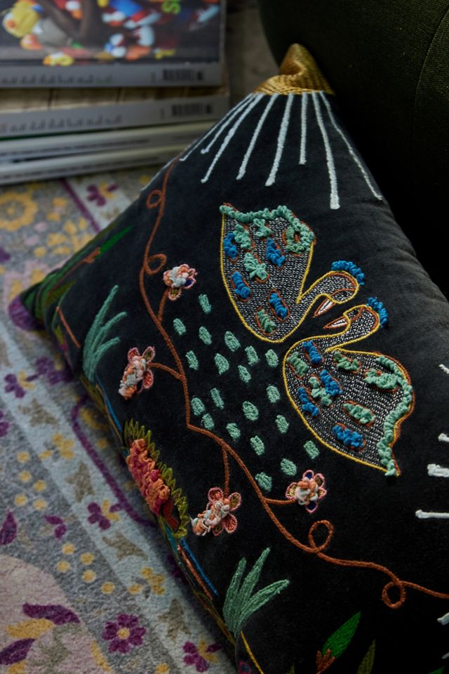 Wonderland Grey Embroidered Cushion #1