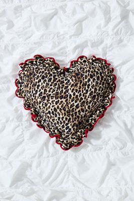 Cuscino a Cuore con Volant Leopardato